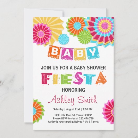 Baby shower Fiesta invitation baby shower mexicain (Devant)