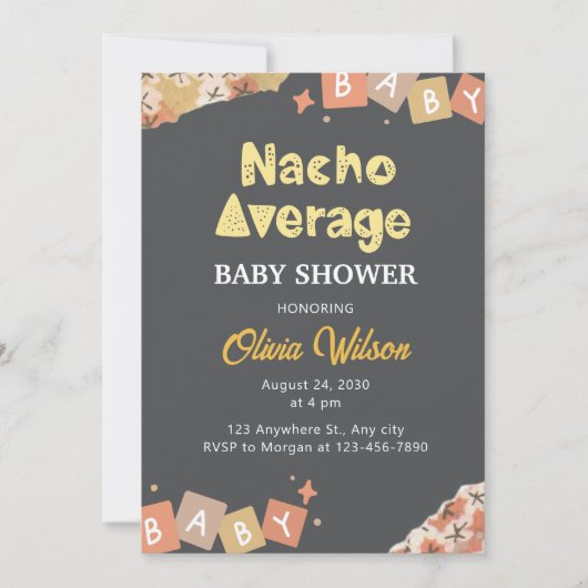Baby shower Fiesta Invitation Nacho Douche moyenne (Devant)
