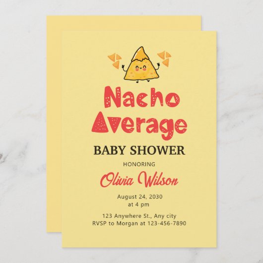 Baby shower Fiesta Invitation Nacho Douche moyenne (Devant / Derrière)