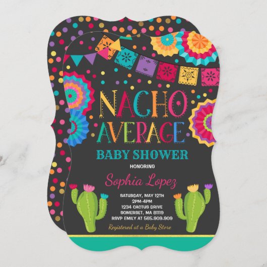 Baby shower Fiesta Invitation Nacho Douche moyenne (Devant / Derrière)