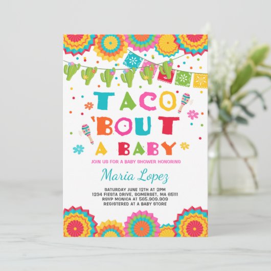 Baby shower Fiesta Invitation Taco Bout A Baby (Debout devant)