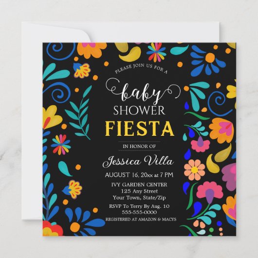 Baby shower Fiesta Mexicaanse feestuitnodiging (Voorkant)
