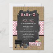 Baby Shower Fille Baby-Q, invitations pour un BBQ  (Devant)