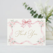 Baby shower fille Carte de remerciements avec arc (Debout devant)