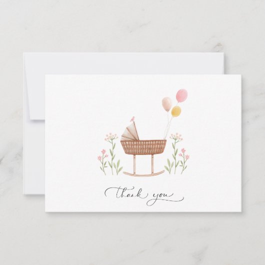 Baby shower fille Carte de remerciements neutre (Devant)