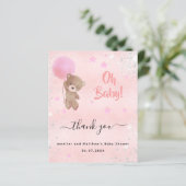 Baby shower fille en peluche ours rose carte de re (Debout devant)