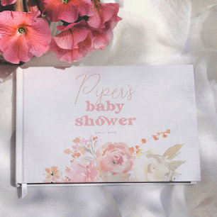 Baby Shower Fille Fleurs Rétro Feuille de Rose