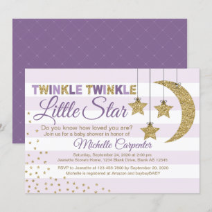 Baby shower fille invitation scintiller petite éto