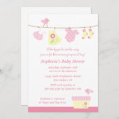 Baby shower fille oiseaux invitation à la fête de (Devant / Derrière)