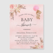 Baby shower fille pampas teddy invitation aimant (Devant)