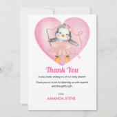Baby shower fille Pink Penguin Carte de remercieme (Devant)