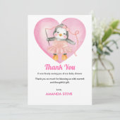 Baby shower fille Pink Penguin Carte de remercieme (Debout devant)