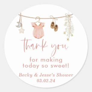Baby shower fille   Stickers Boho Blush Rose Favou