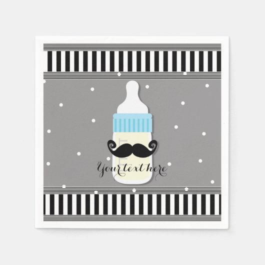 Baby shower Fles & Mustache Modern Party Servetten (Voorkant)
