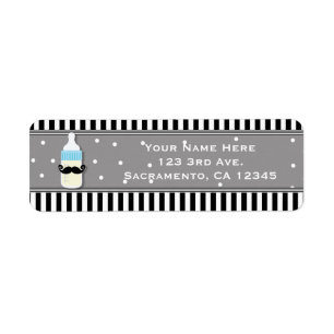 Baby shower Fles & Mustache Moderne Uitnodiging Etiket