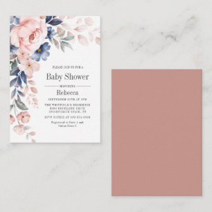 Baby shower Fleur bleu rose Floral Invitation