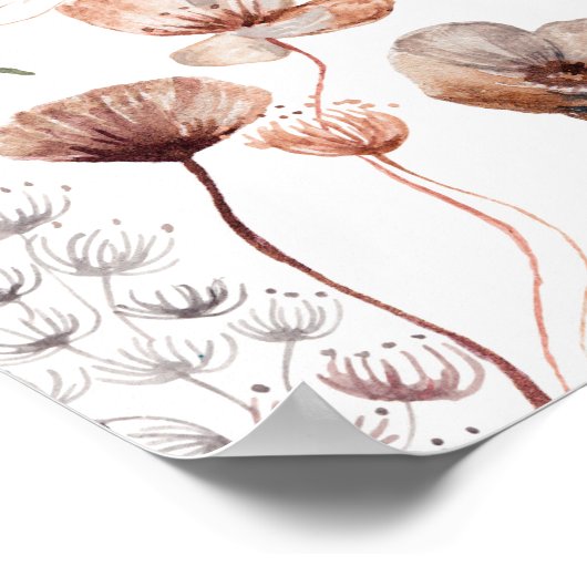 Baby shower Fleur sauvage Boho Fall Affiche de bie (Coin)