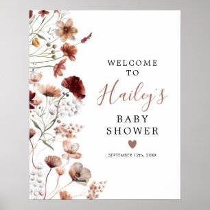 Baby shower Fleur sauvage Boho Fall Affiche de bie