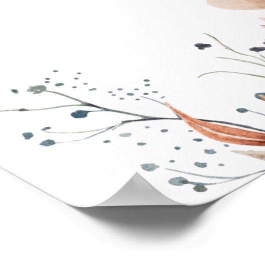 Baby shower Fleur sauvage Boho Fall Affiche de bie (Coin)