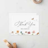 Baby shower fleur sauvage Carte de note Merci (Devant/Arrière en situation)