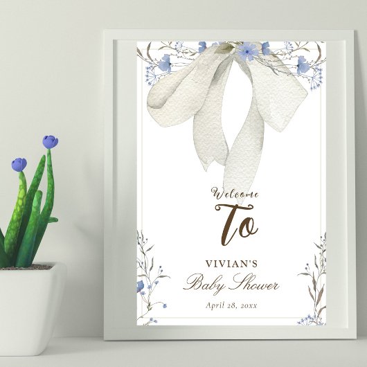 Baby shower Fleur sauvage Coquette Affiche de bien