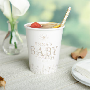 Baby-Shower Fleur Sauvage Gobelets en Papier Fle