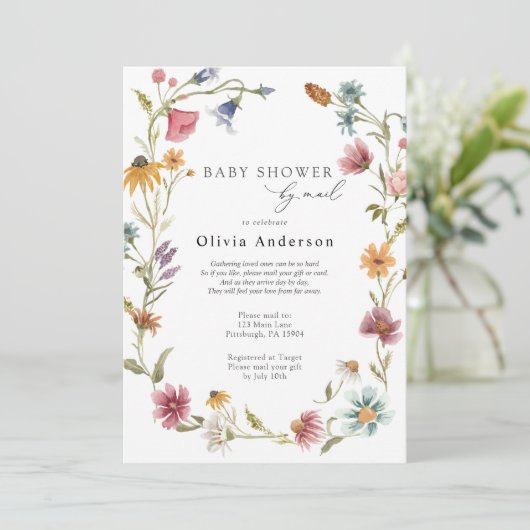 Baby shower fleur sauvage par invitation par courr (Debout devant)