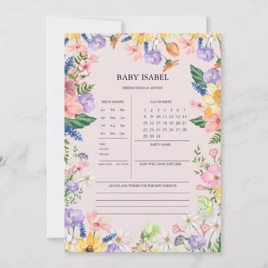 Baby shower fleur sauvage Prédictions Et Carte De (Devant)