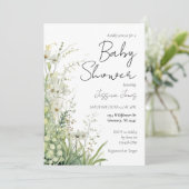Baby shower Fleur sauvage vert Invitation (Debout devant)