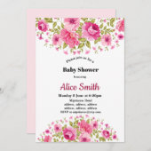 baby shower fleuri chic boho invitation (Devant / Derrière)