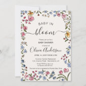 baby shower fleuri crème élégant invitation (Devant)
