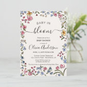 baby shower fleuri crème élégant invitation (Debout devant)