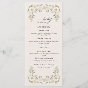 baby shower fleuri d'ivoire de bébé menu