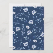 Baby shower Floral Aquarelle Bleue Invitation (Dos)