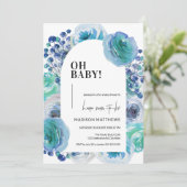 Baby shower Floral Baby Boy Invitation (Debout devant)