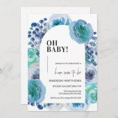 Baby shower Floral Baby Boy Invitation (Devant / Derrière)