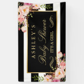 Baby shower Floral Black White Stripes Spandoek (Verticaal)