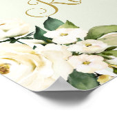 Baby shower floral blanc garçon Affiche de bienven (Coin)