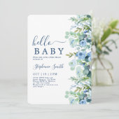 Baby shower Floral Bleu Boy Invitation (Debout devant)