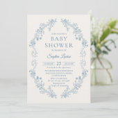 Baby shower Floral bleu Chinoiserie Invitation (Debout devant)