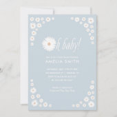 Baby shower Floral Boho Blue Daisy Invitation (Devant)