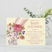 Baby shower Floral Bunny Rabbit Cute Modern Kaart (Staand voorkant)