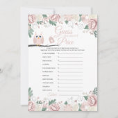 Baby shower Floral Chouette rose Carte de prix (Devant)