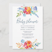 Baby shower floral coloré Invitation (Devant)