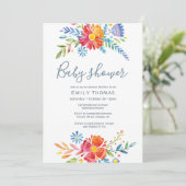 Baby shower floral coloré Invitation (Debout devant)