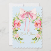 Baby shower Floral Crest Regency Bow Pink Blue Kaart (Achterkant)