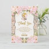 Baby shower floral de carte de voyage d'or rose (Debout devant)