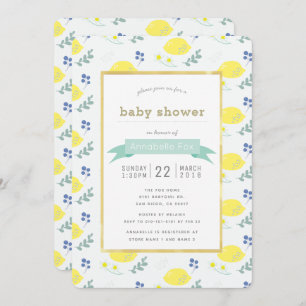Baby shower Floral de citron blanc Invitation