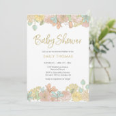 Baby shower floral de printemps d'or Invitation (Debout devant)