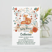 Baby shower floral de renard mignon Invitation (Debout devant)